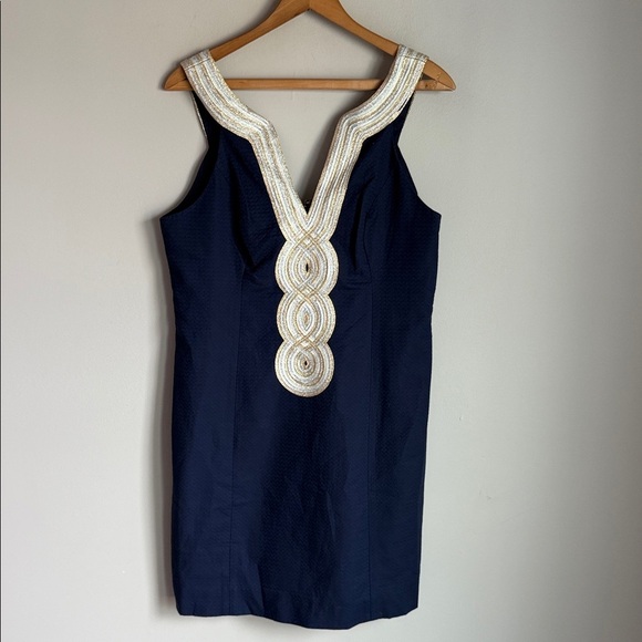 NEW LILLY PULITZER VALLI SHIFT DRESS in True Navy 8 - Picture 2 of 14